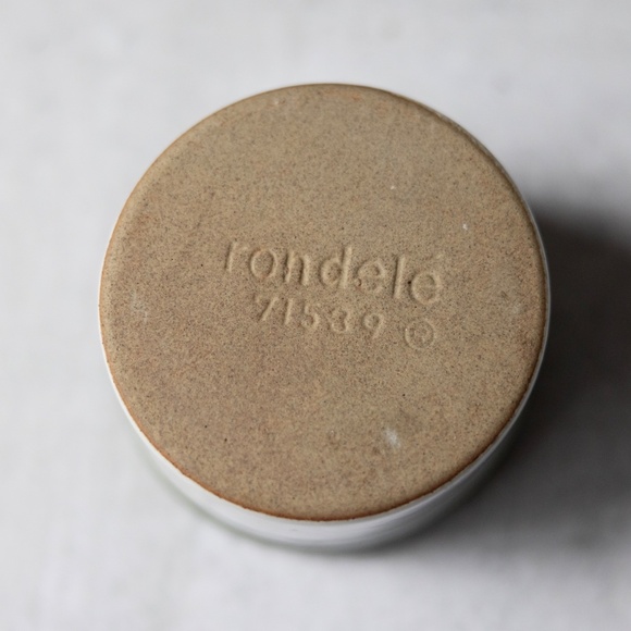 Small green white stoneware cheese crock canister with lid Pottery Craft Rondele - Picture 9 of 9